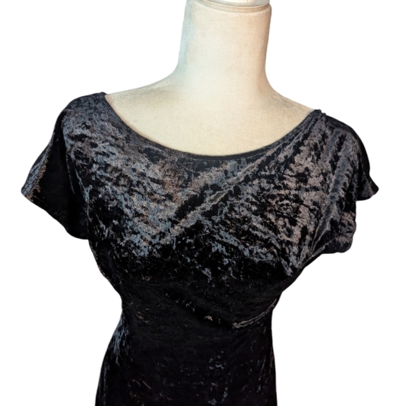 Crushed velvet backless witchy goth 90s Y2k All That Jazz Grunge midi dress sz S - Picture 2 of 11